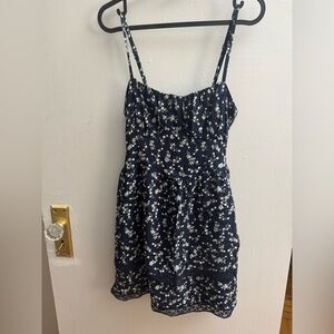 Hollister Floral Navy Blue Dress
